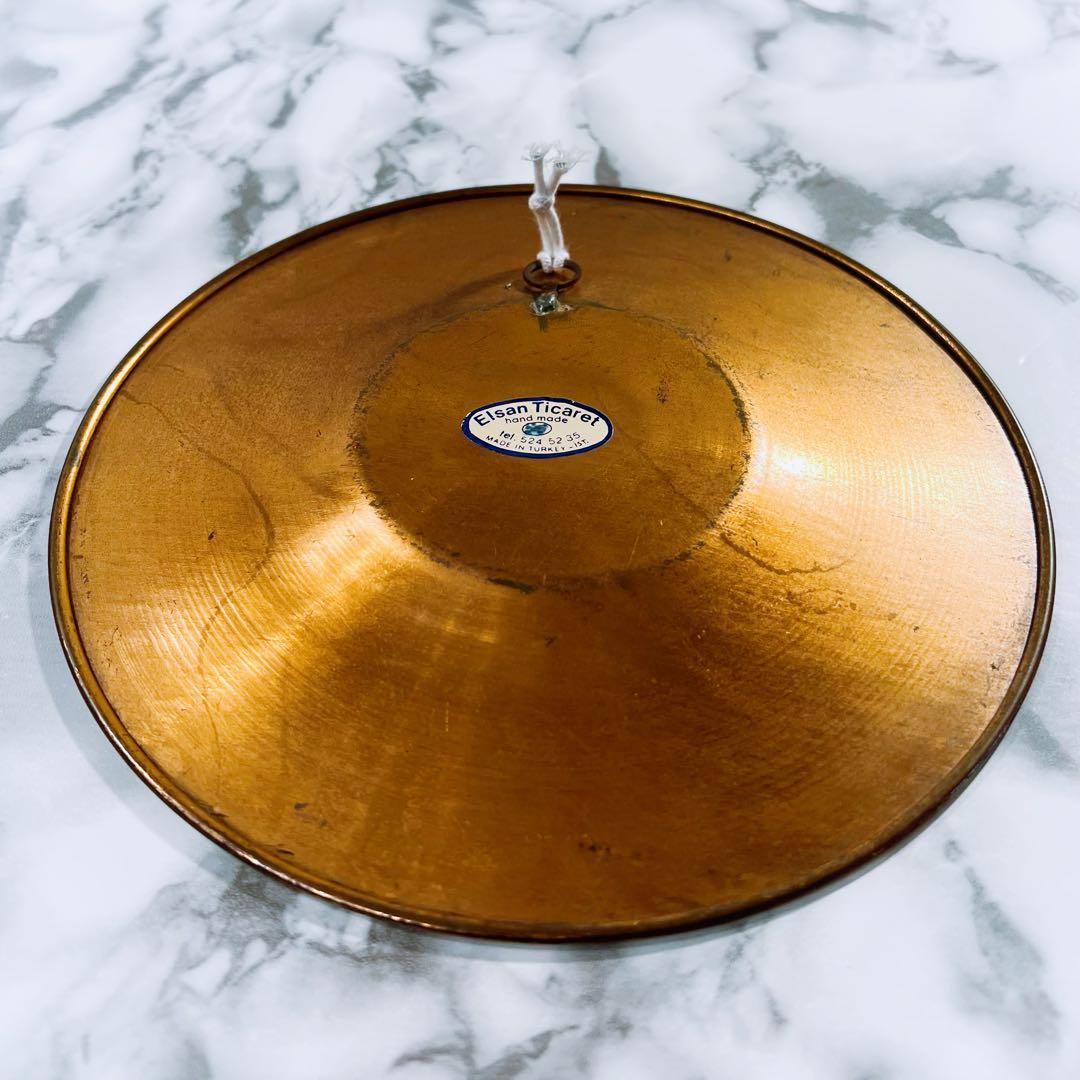 トルコ製 金属工芸 壁掛け 手工芸 花柄 彫刻 銅製装飾プレート アンティーク