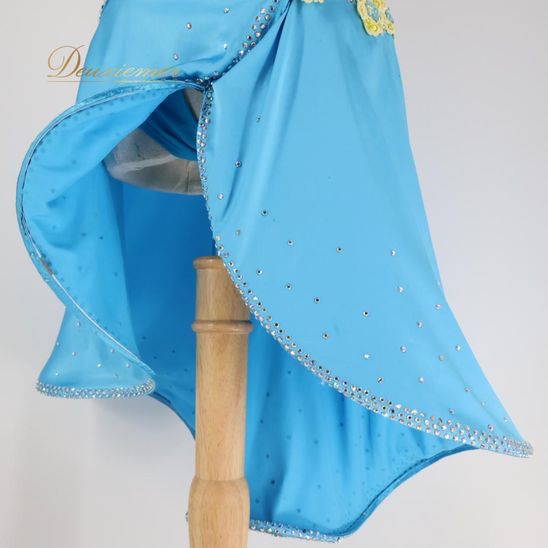 【社交ダンス衣装】ブルー ラテン ドレス ワンピース 水色 黄色 イエロー デモ