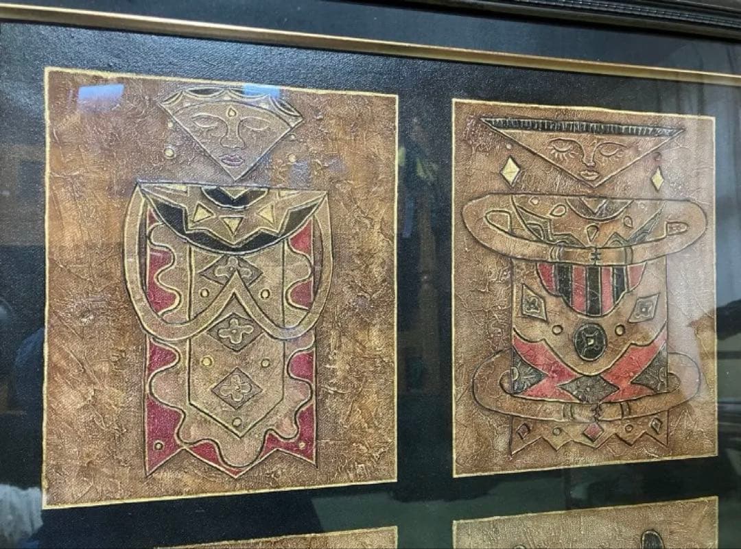 マスクデザインのアート作品 油彩画　オイルペインティング