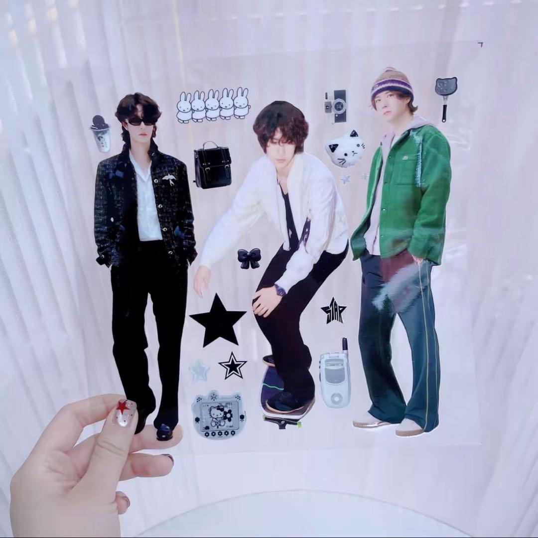 18×25cm 王一博 全身&長い脚が魅力シリーズ 転写耐油防水ステッカー15枚