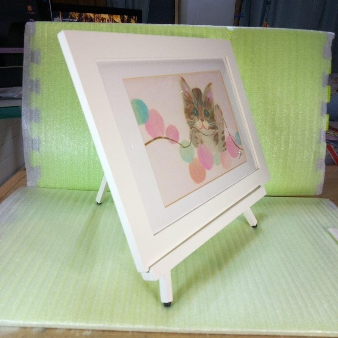 ちぎり絵　小猫と毛糸　インテリア　オブジェ　ディスプレイ　美術　アート　ART