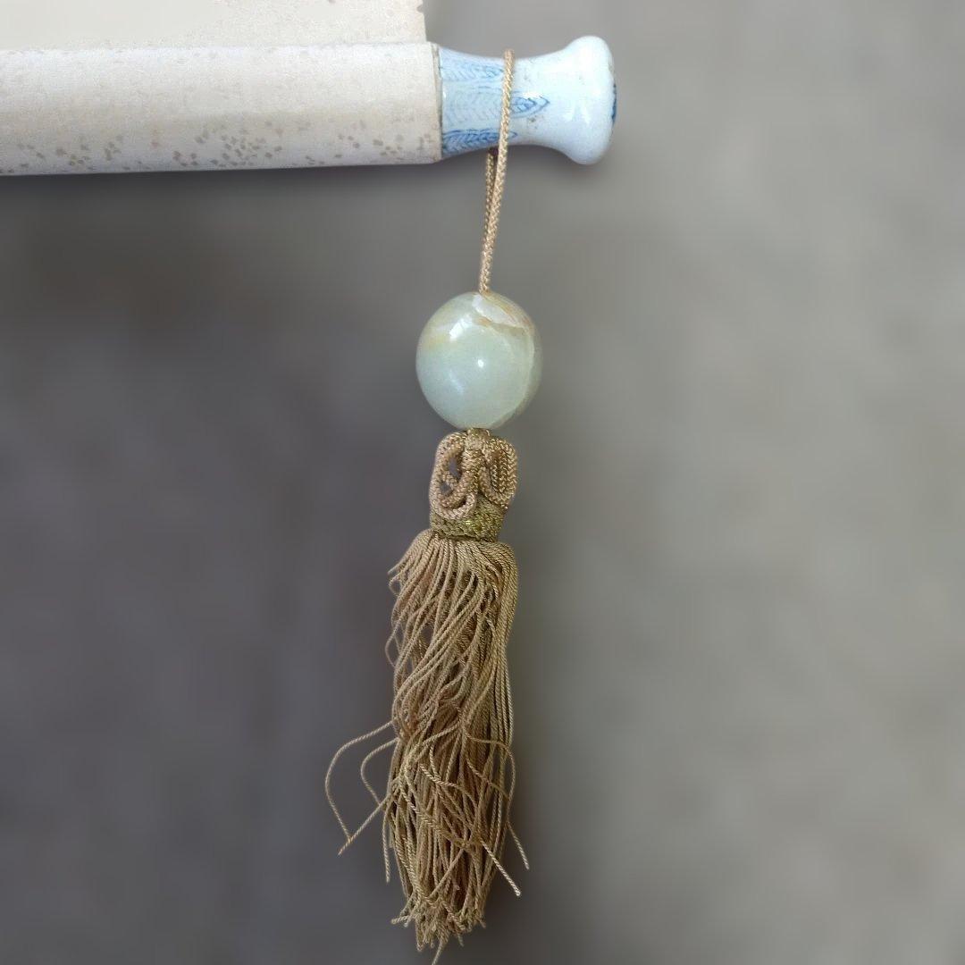 山深渓流 水墨画 掛軸 約180cm