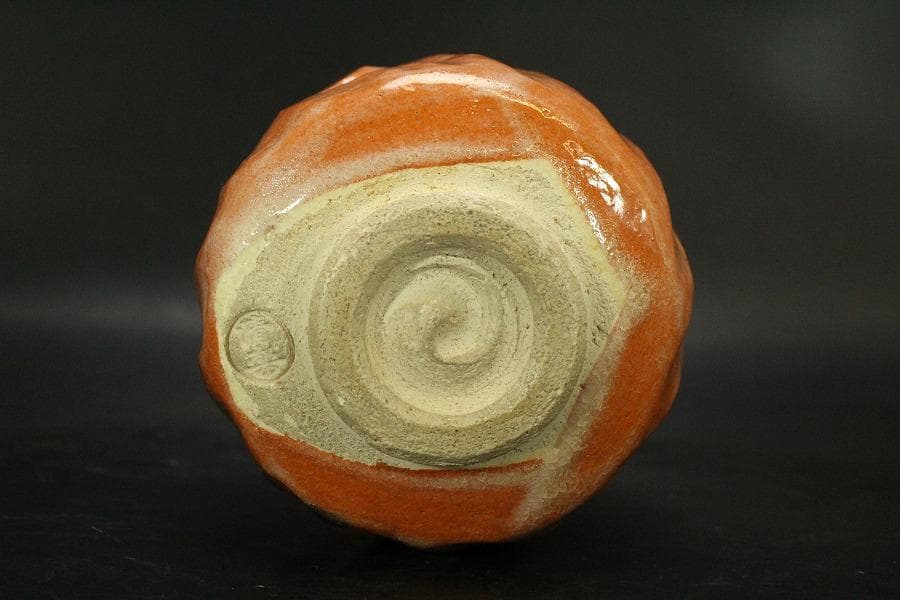 茶道具 楽焼 赤楽面取筒茶碗 抹茶茶碗 清楽印 八十本立 茶筅付 美品 765