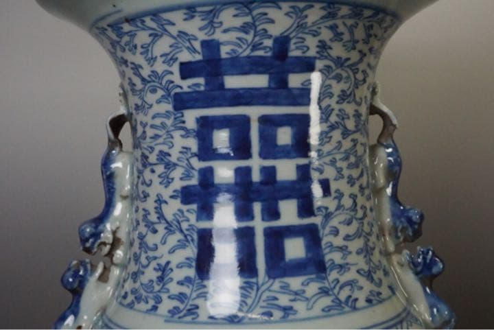 中国 美術 花瓶 壺 染付