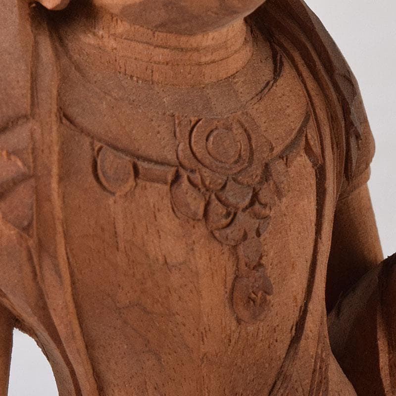 仏教美術　彫刻家　真海徳太郎作　木彫　観世音菩薩　仏像　置物　共箱　VR8302