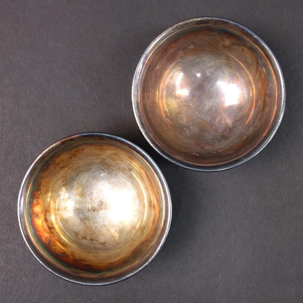 七宝内銀草花文盃　２客　送料無料