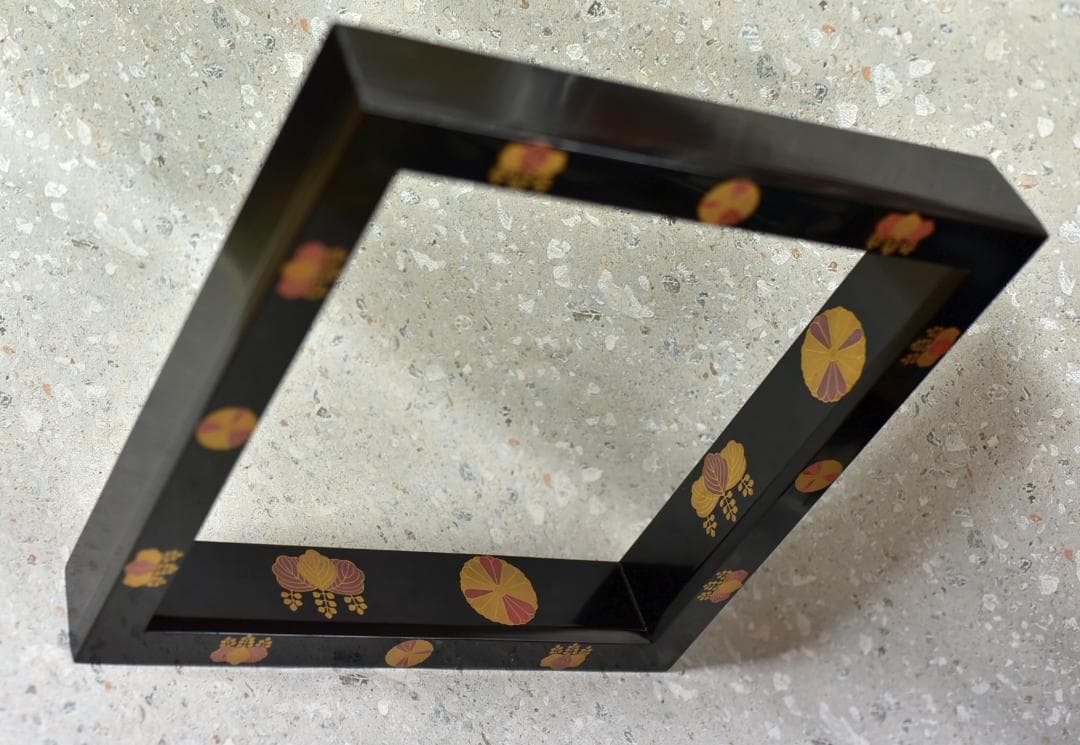 値下げ、高台寺蒔絵炉縁宗春作　囲炉裏/お茶道具木製　共箱