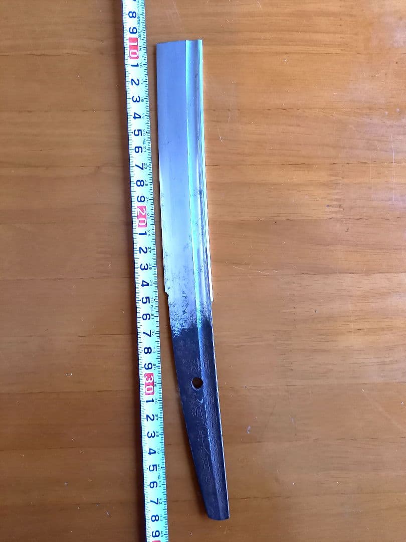 日本刀残欠　銘(備州長船住清光作)合法品、刃長14.8cm古美術、竹細工刀材料