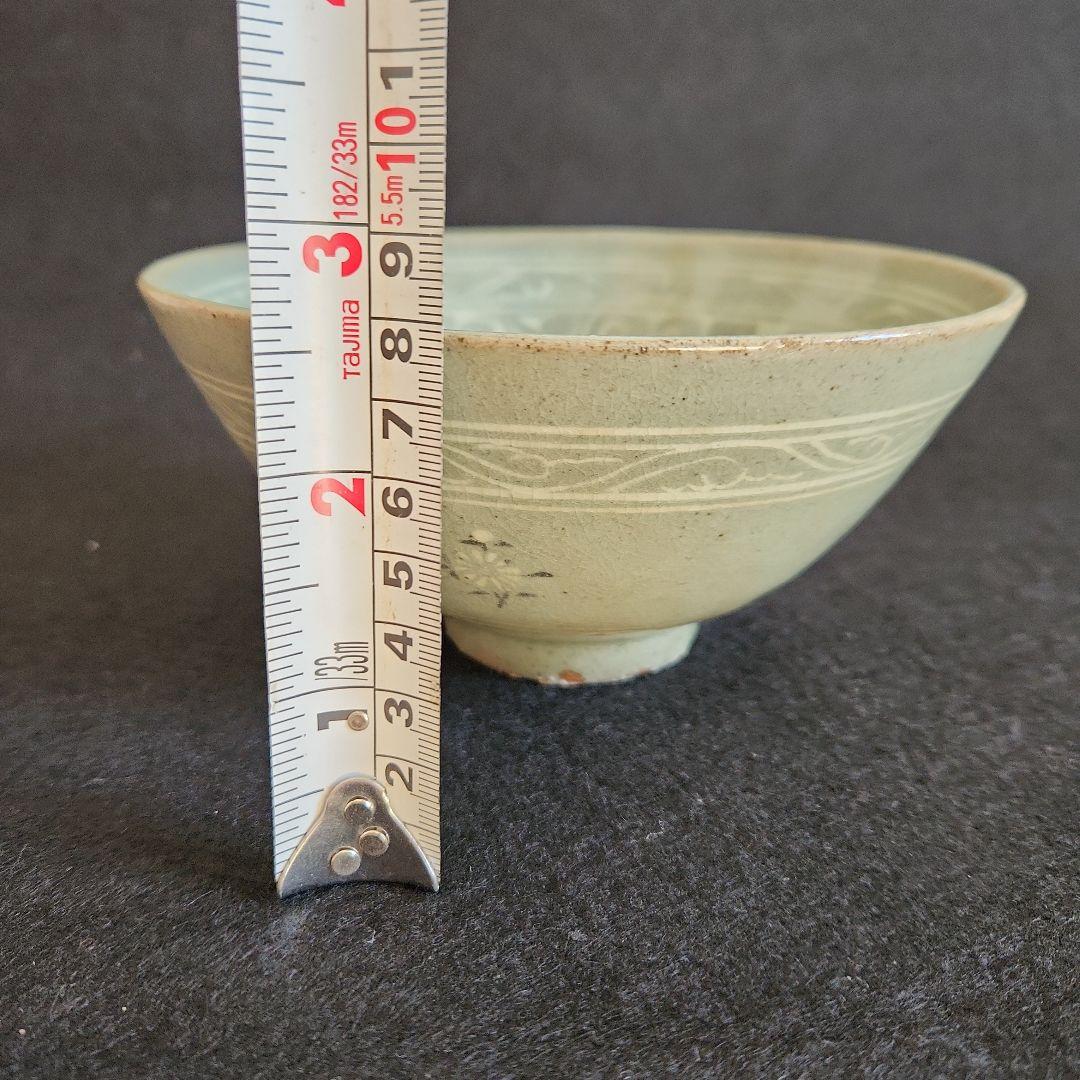 李朝‥青磁象嵌茶碗