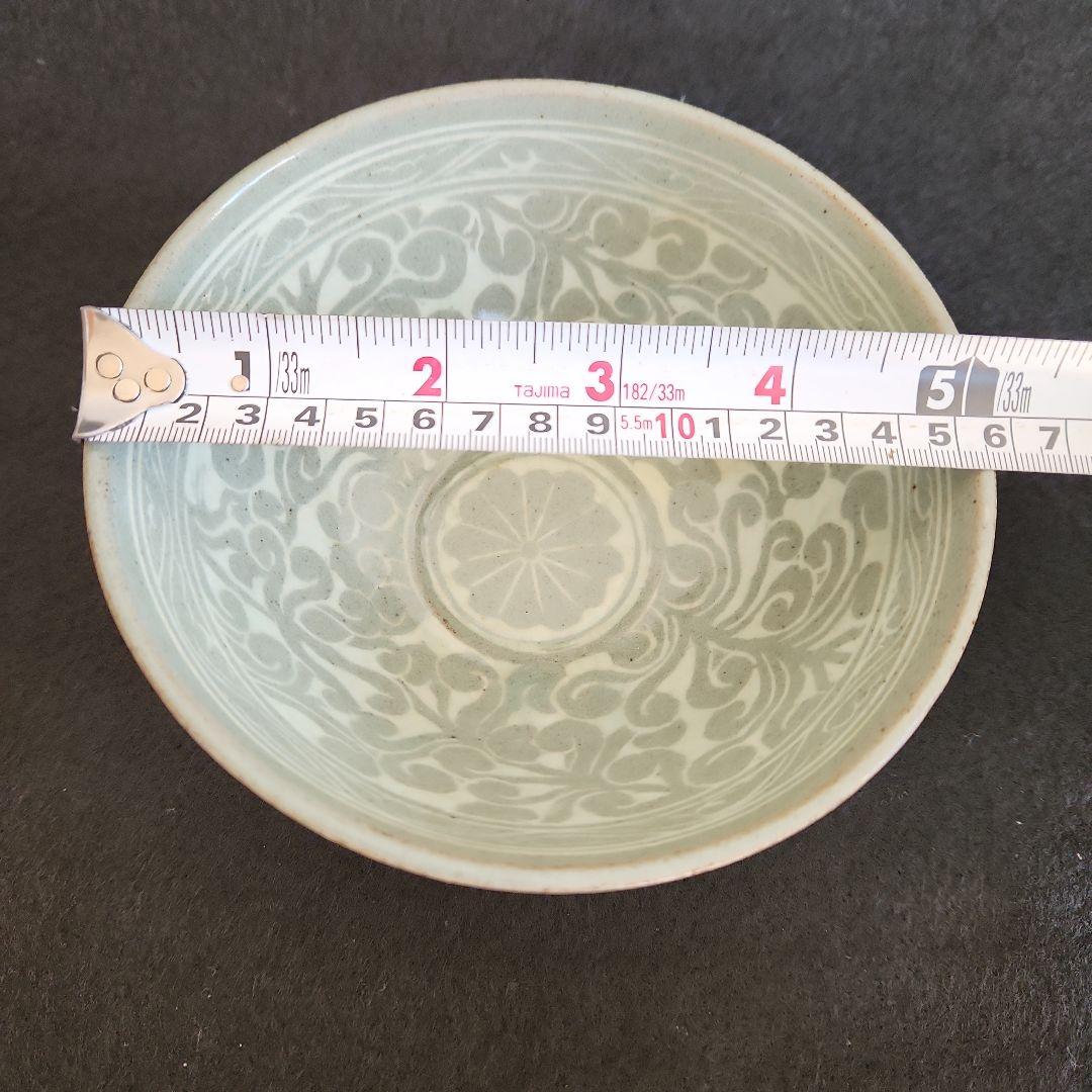 李朝‥青磁象嵌茶碗