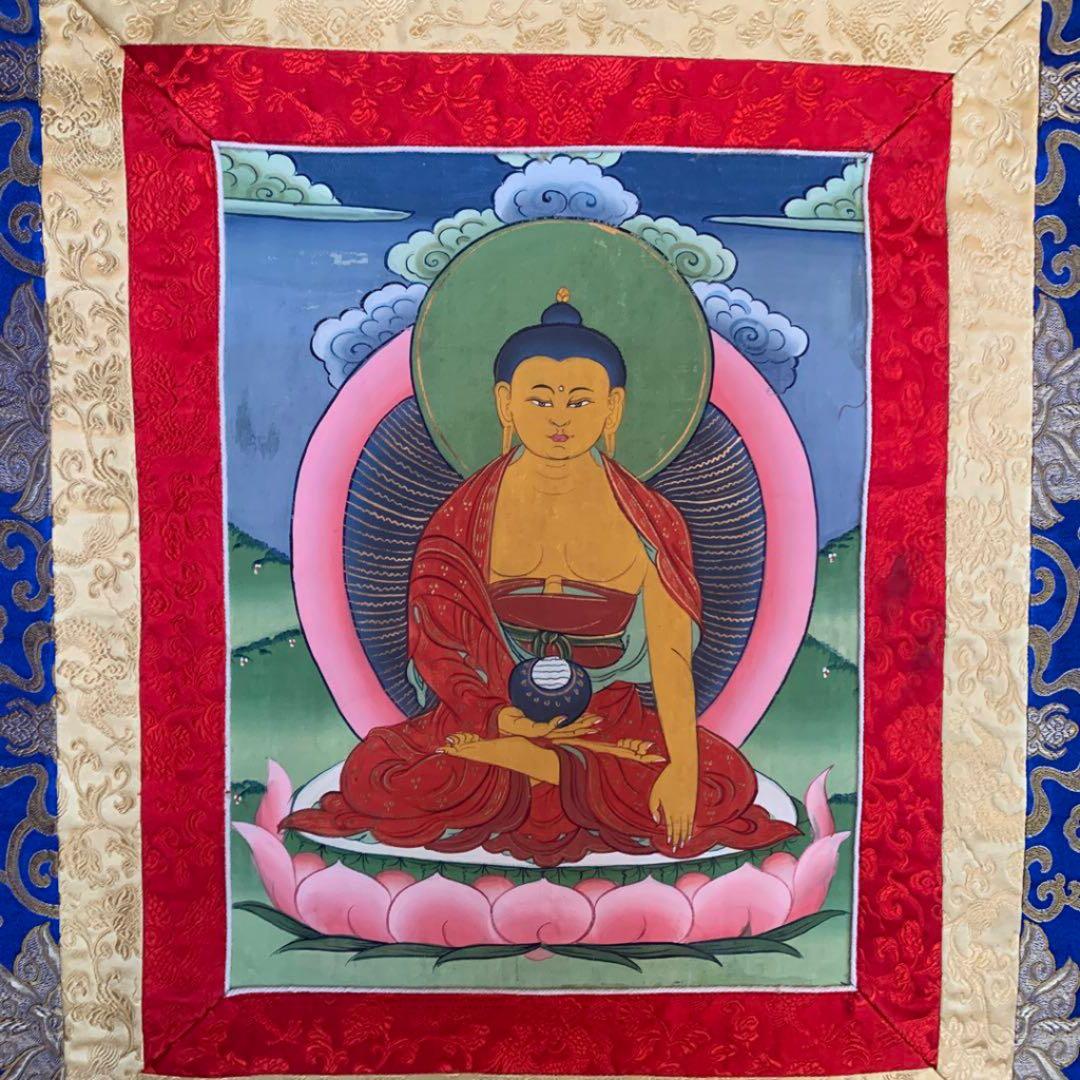 ブータン タンカ 仏教 絵画 仏画 ブッダ 仏陀 チベット オブジェ