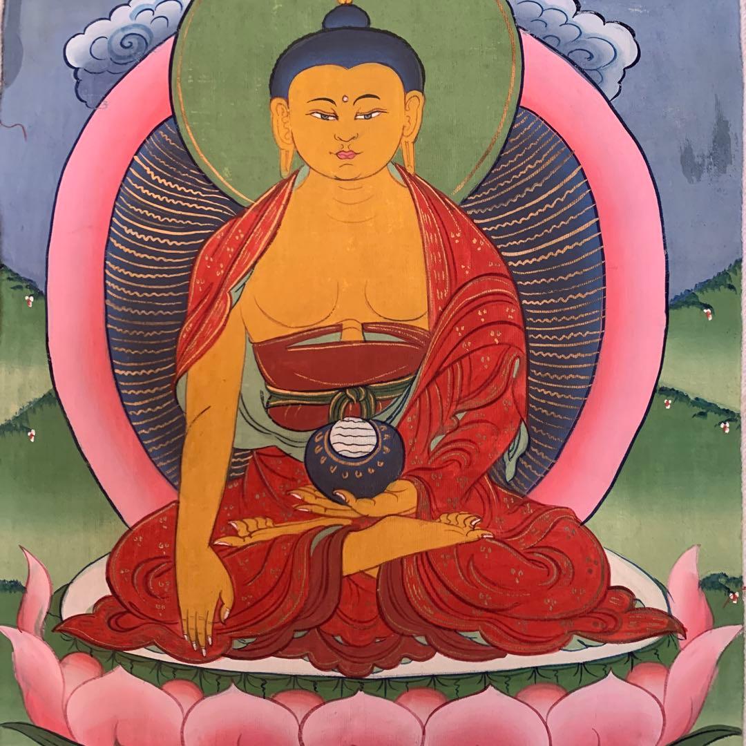 ブータン タンカ 仏教 絵画 仏画 ブッダ 仏陀 チベット オブジェ
