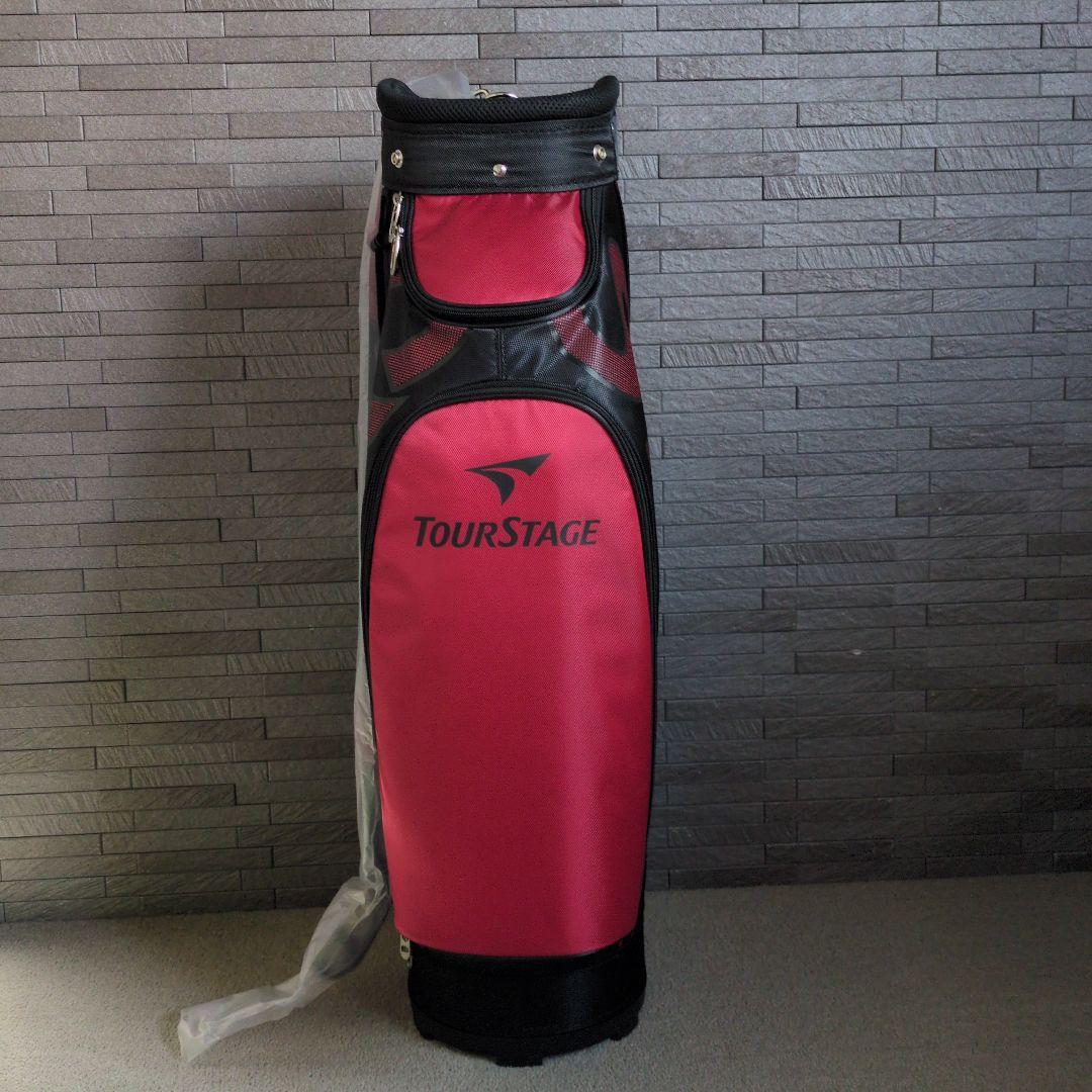 Tour Stage キャディバッグ.ゴルクバッグ 赤黒 フード付き