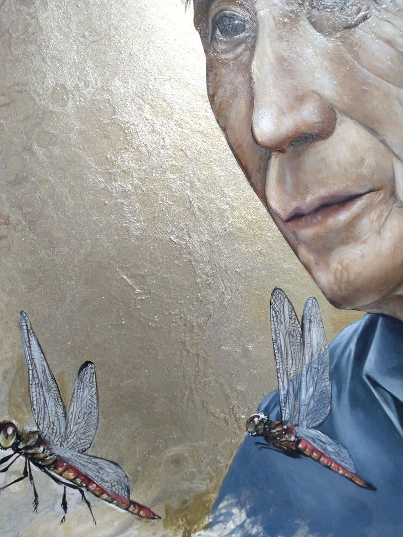 油絵【赤トンボ】1点物の原画/作者サイン入/F10号キャンバス