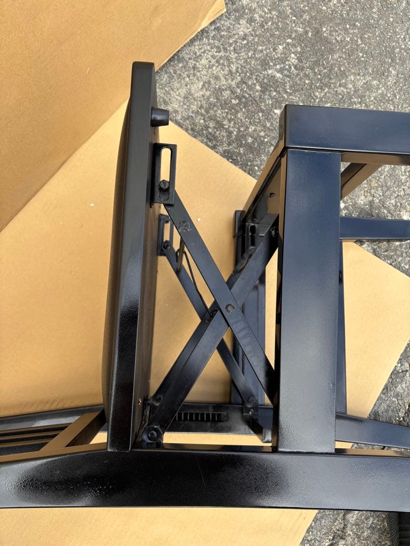 美品　背もたれ付ピアノ椅子　足部フェルト付き　黒い座面③