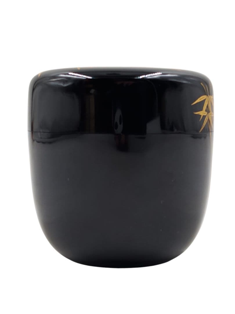 大徳寺 玉林院【森洞雲 書付】【紫野松華堂作】『竹蒔絵 中棗』在花押 共箱 外箱