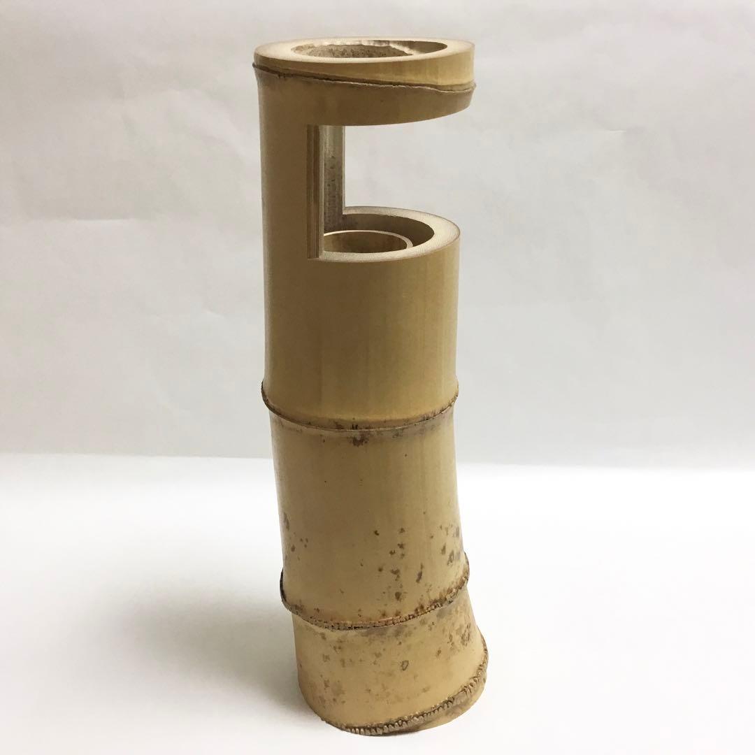 竹一重切 銘「閑居」藤田寛道書付 木箱入 茶道具 古物品