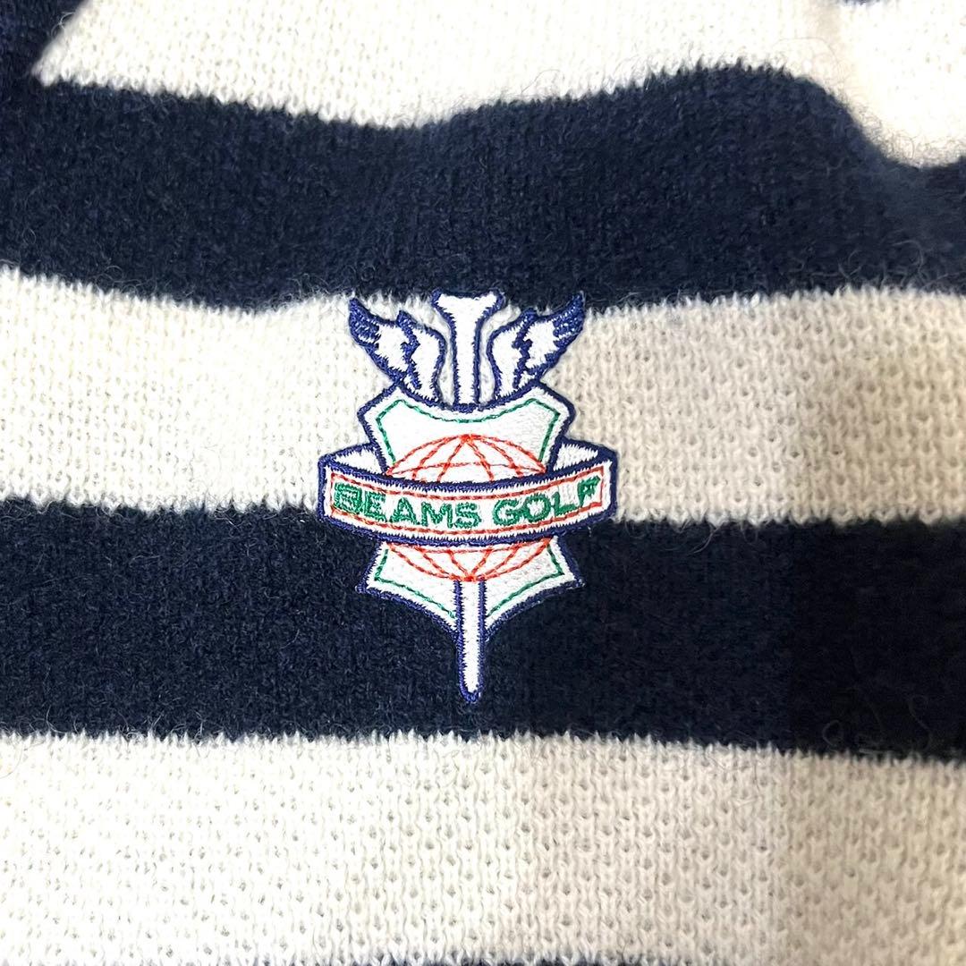 【BEAMS GOLF】 カシミヤ100% スキッパー ボーダーニット XL
