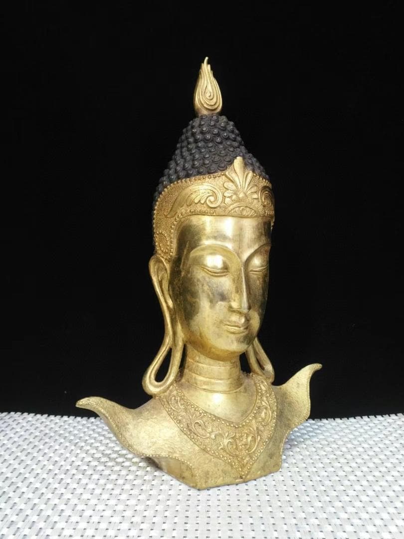 古美術・タイ仏教・旧蔵銅鎏金【釈迦牟尼仏】・純手作り・供養仏像・風水開運・置物