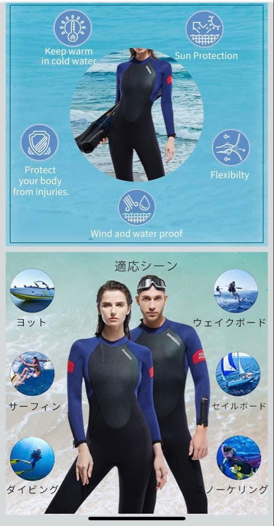 新品 5mm ウェットスーツ Mサイズ ネイビー・ブラック レディース