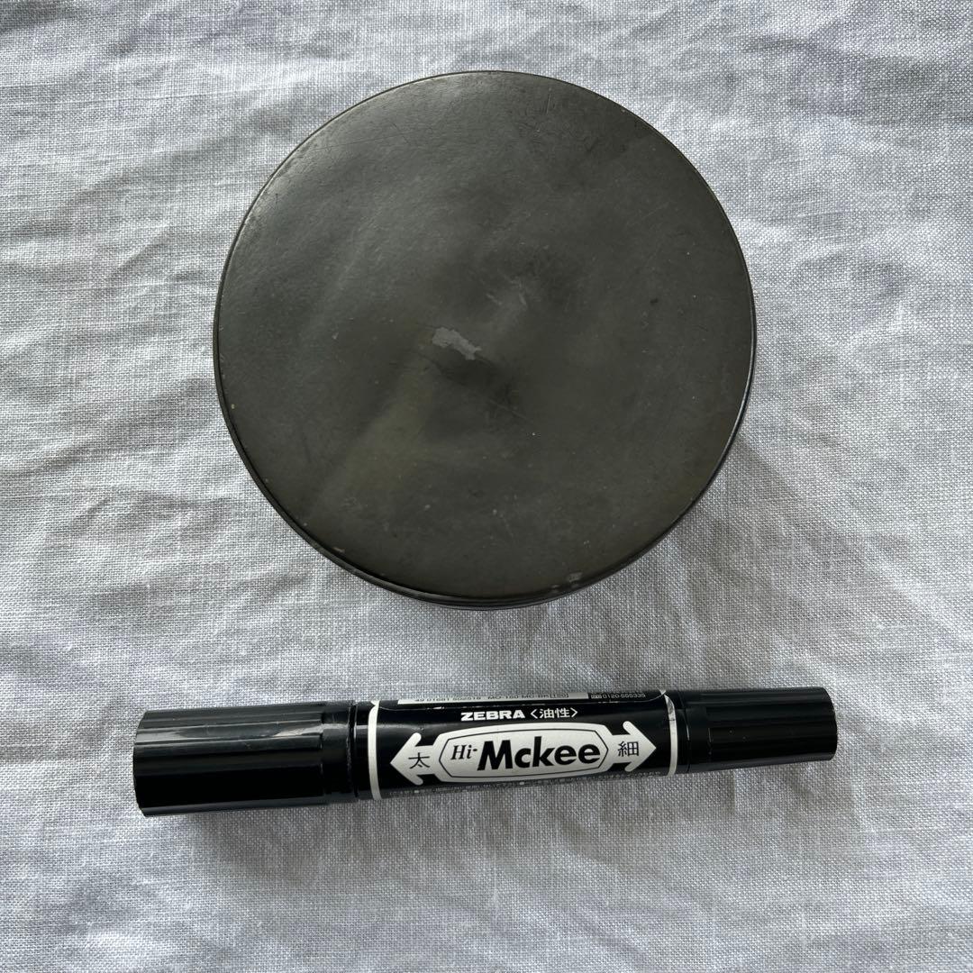 フランス アンティーク ピューター エタン 花リム 深皿と小物入れ　2点セット