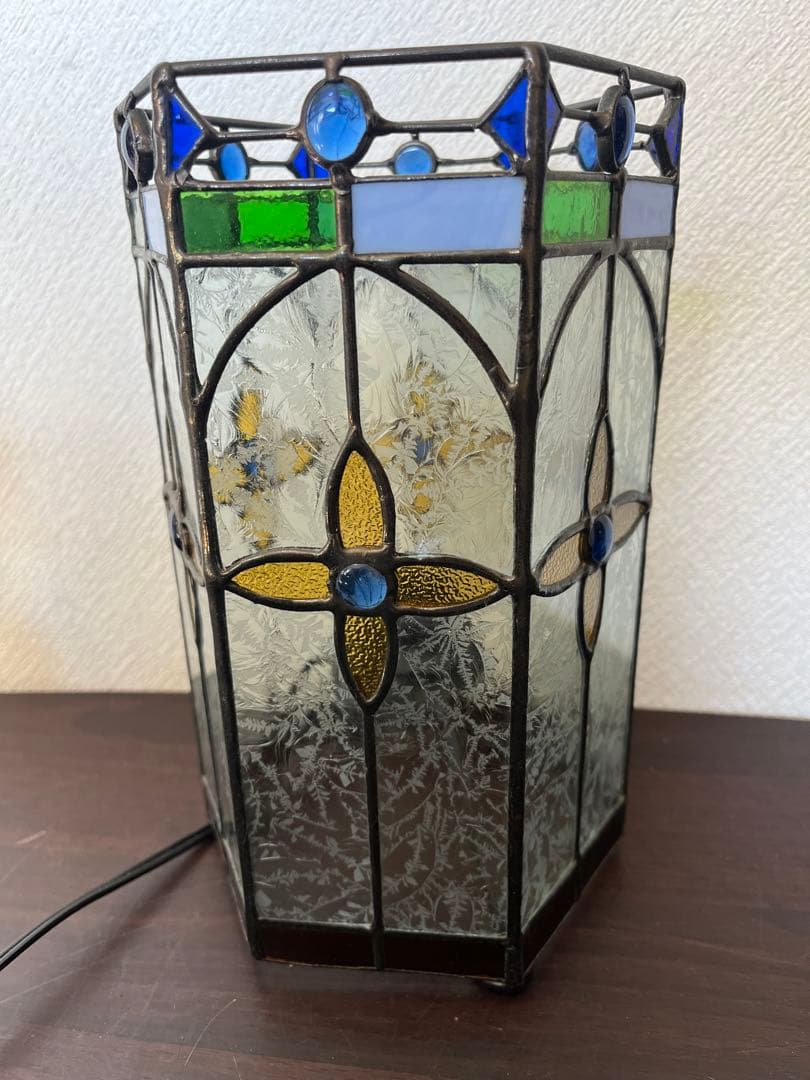 ステンドグラス ランプ 六角型 ディスプレイ ナイトランプ スタンドライト