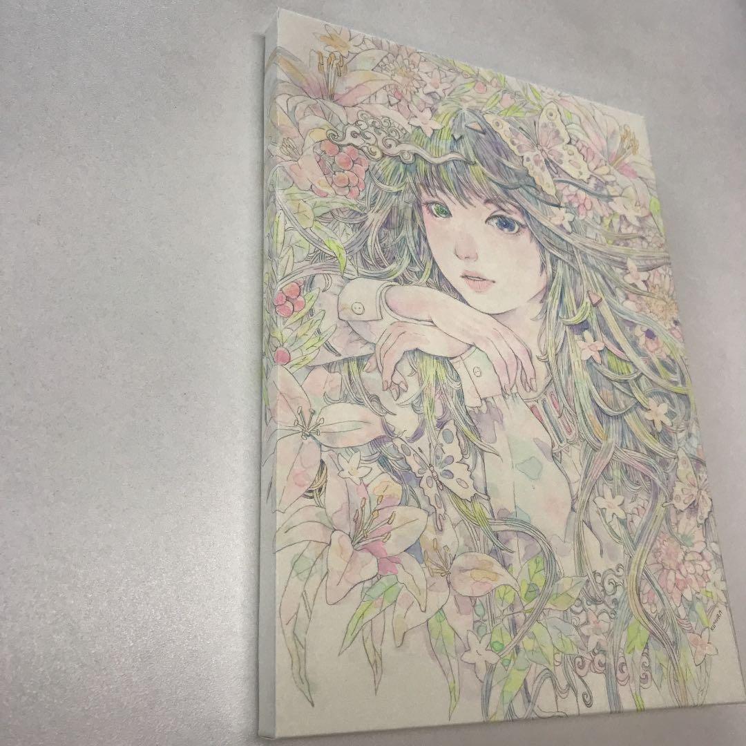 ★木村智博「のどかな」木製パネル アクリルガッシュ 色鉛筆 鉛筆 額付き