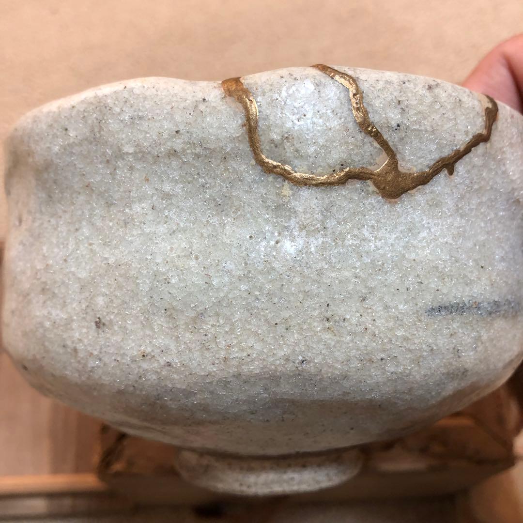 アンティーク　芳幽斉石春造　白楽茶碗　逸堂筆 秋草絵　時代物