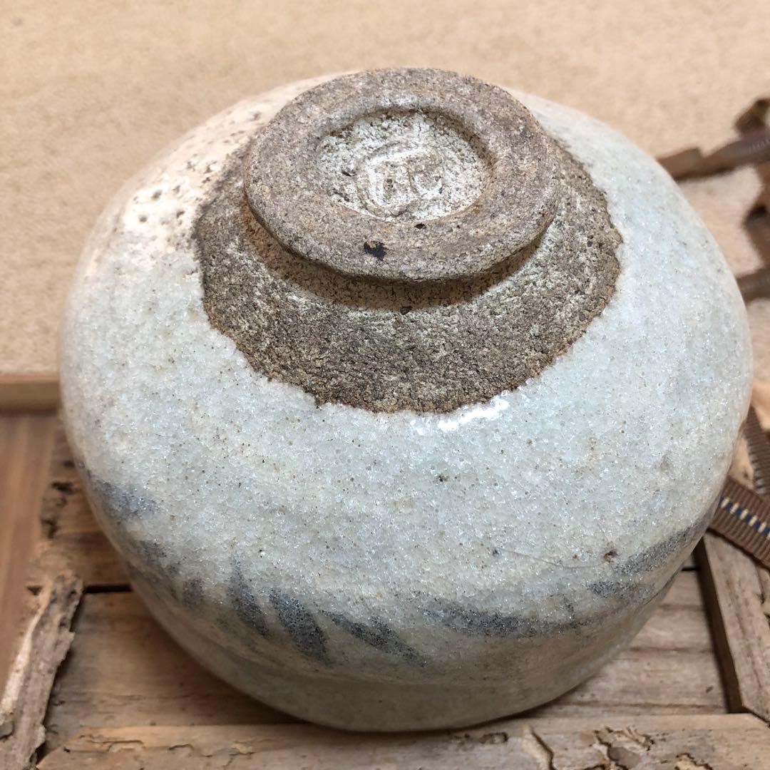 アンティーク　芳幽斉石春造　白楽茶碗　逸堂筆 秋草絵　時代物