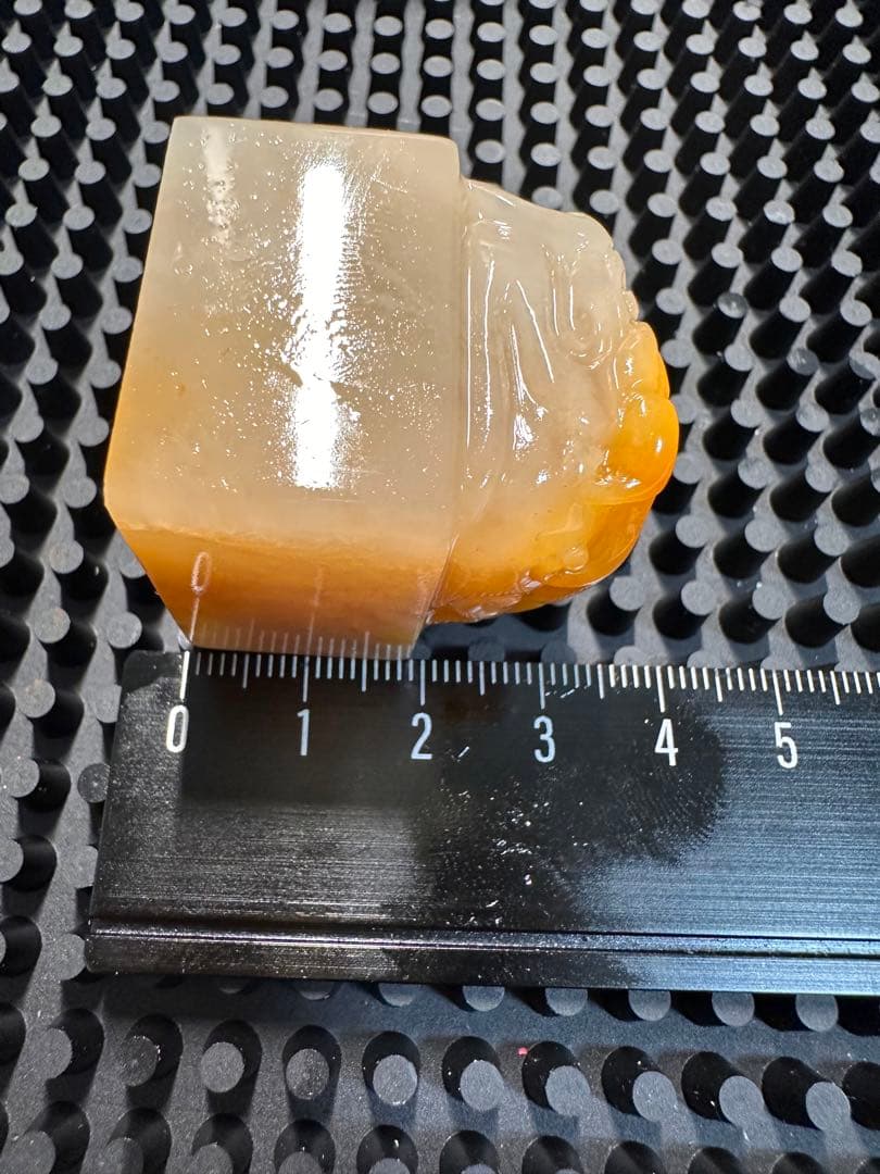 ラオス石　田黄　瑞獣隠雲　結晶　高級印材　箱付き　篆刻　落款　書道　雅号