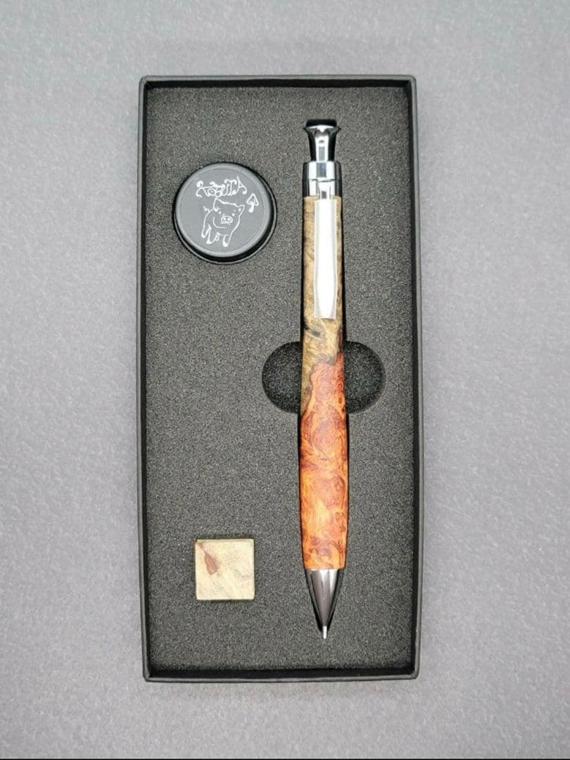 い*き様 こぶた工房　極上花梨瘤青赤　シャープペンシル0.5