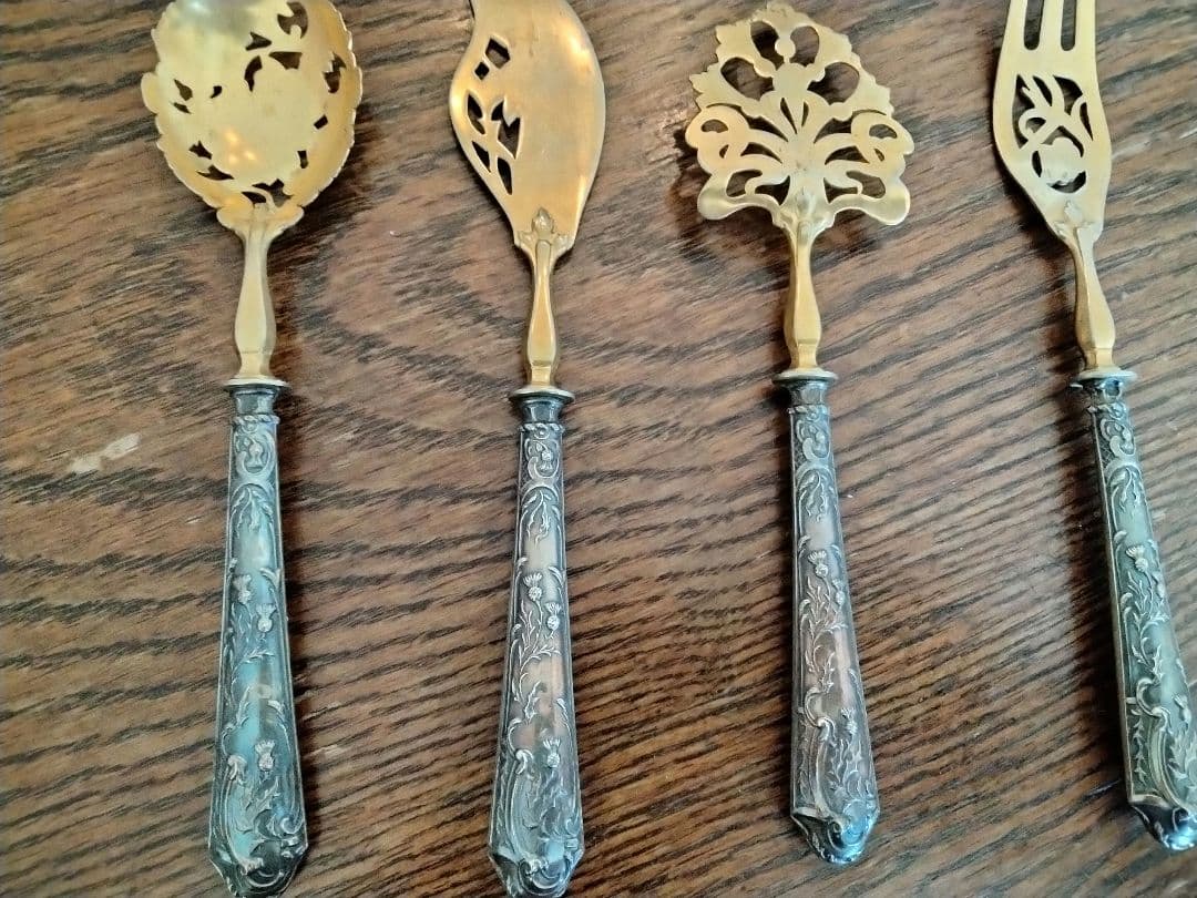 最終価格、フランス製、アザミ、純正アールヌーボウ、950シルバー、精巧な彫刻