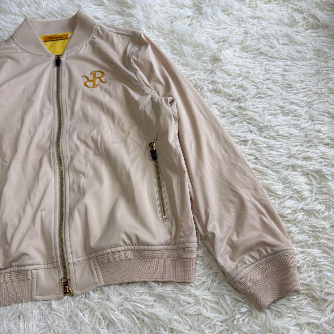 【レザレクション】美品 ジップジャケット ベージュ 刺繍ロゴ S レディース