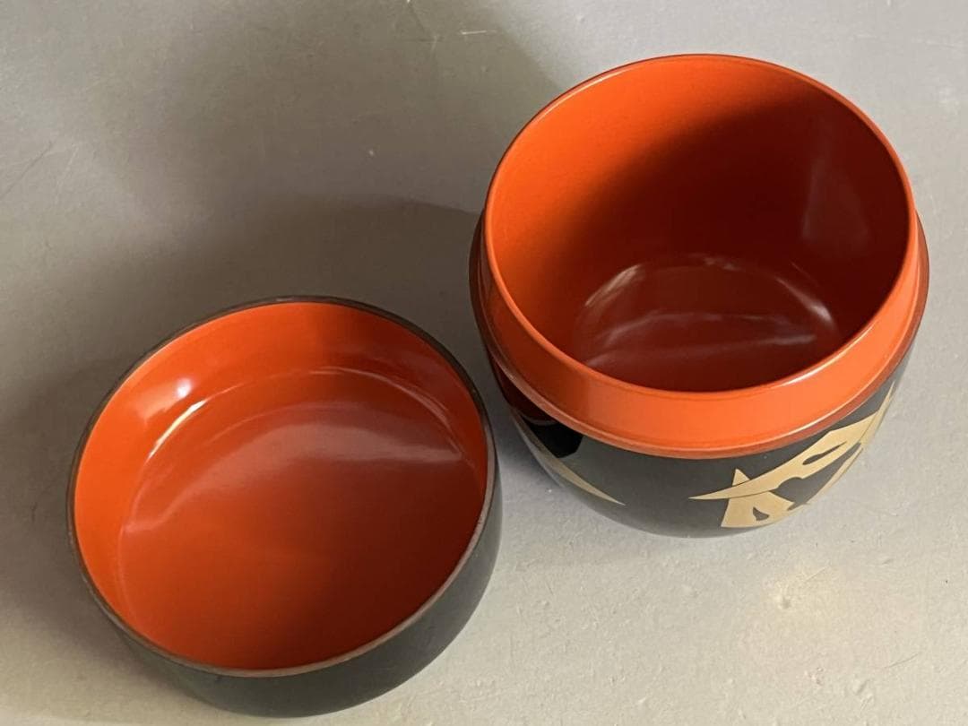 棗■鱗鶴蒔絵大棗 塗師 喜峰造 金蒔絵 桐共箱 黒塗り 漆器 茶入 時代 骨董■