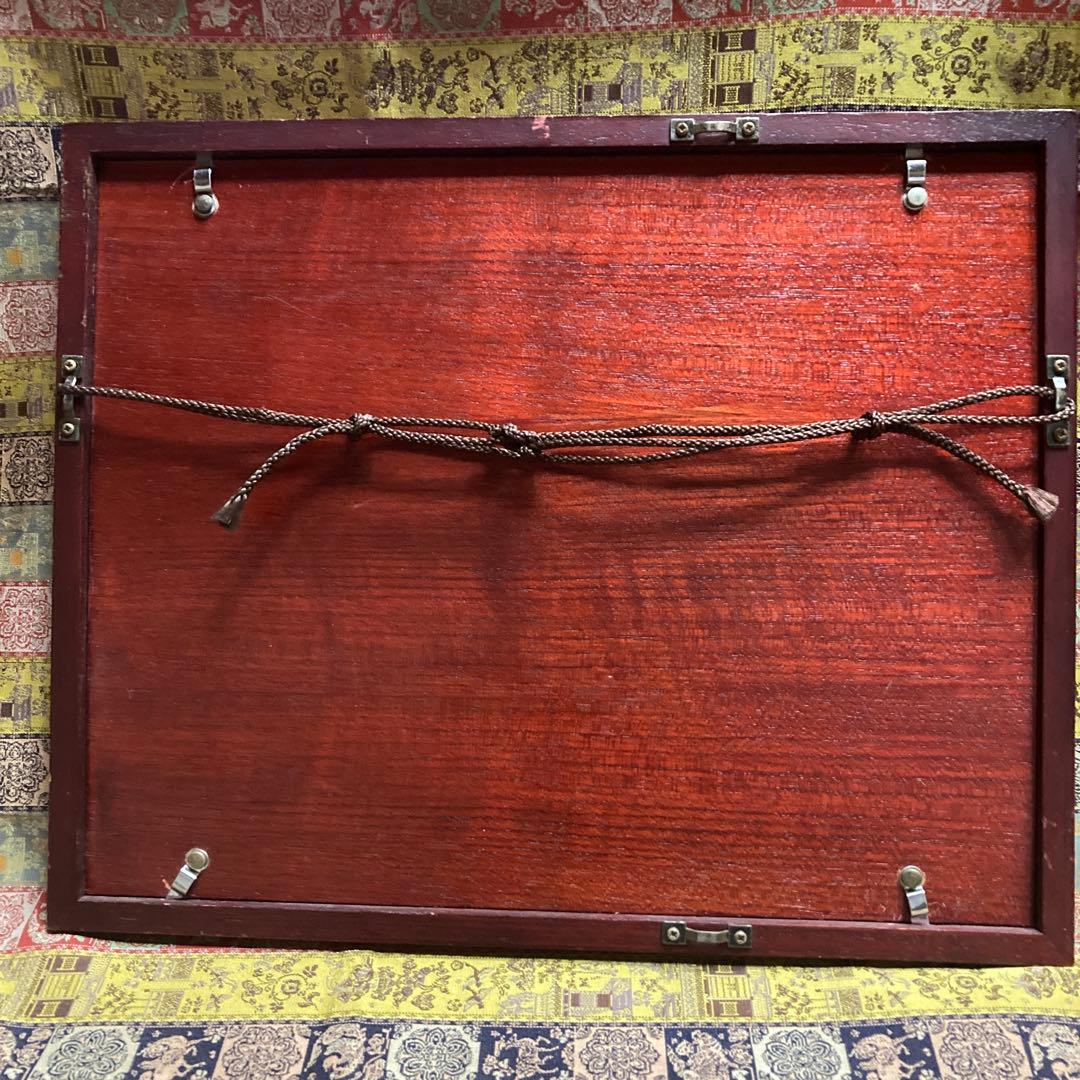 安土桃山時代　古絹布　実寸35.5×35.5cm額縁26×32枠内15×21cm