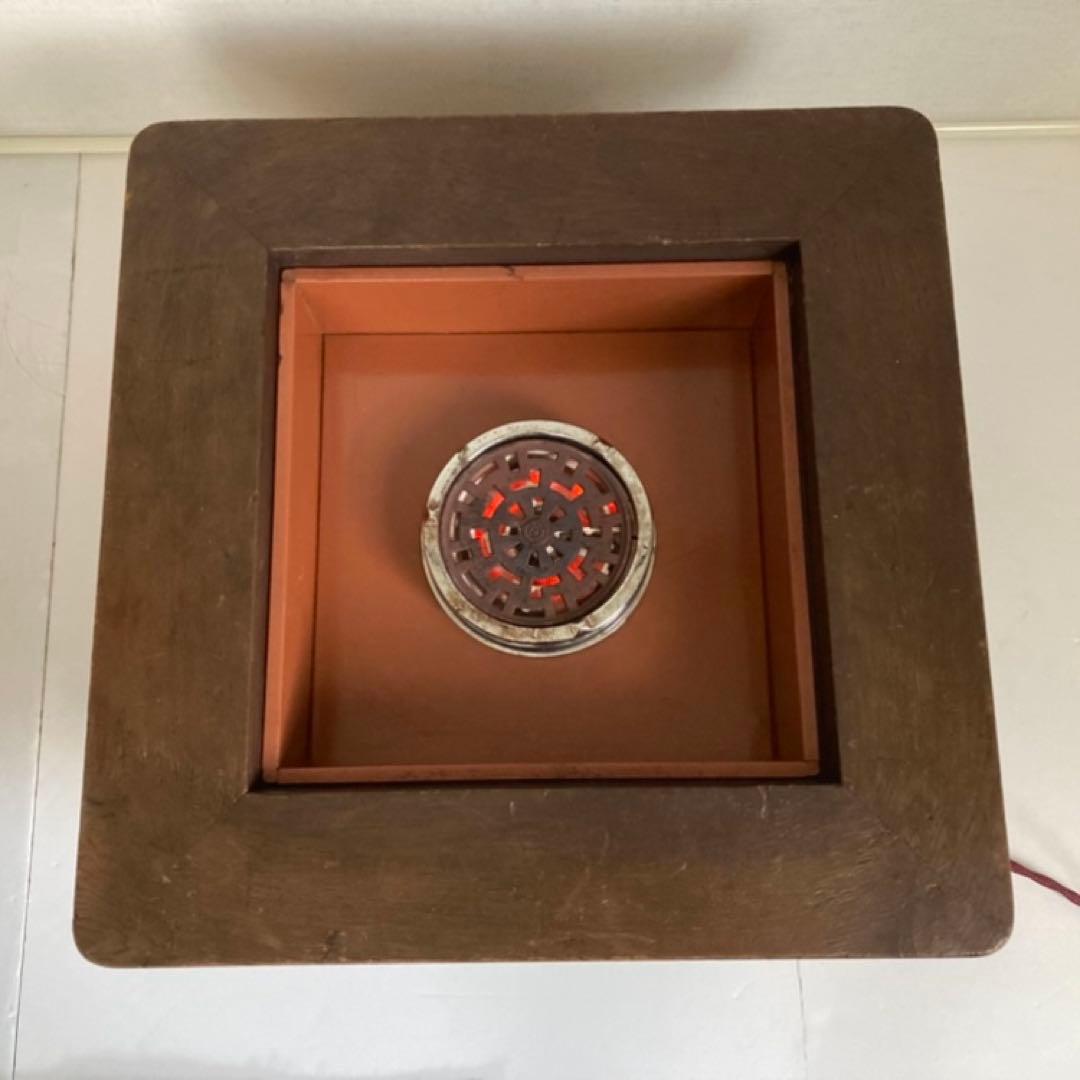 日立 電気火鉢 コンロ ストーブ 座卓 木製 関西 縁付き 昭和レトロ 難有り