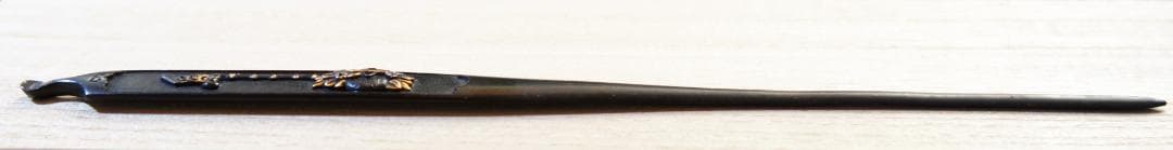 【祝飾図笄 赤銅魚子地】鍔 鐔 笄 日本刀 刀装具 武具 骨董 アンティーク