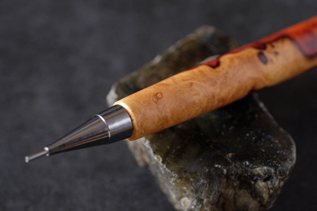 PG5木軸カスタム0178　高村杢工房 製図用シャープペンシル　極上の花梨瘤紅白