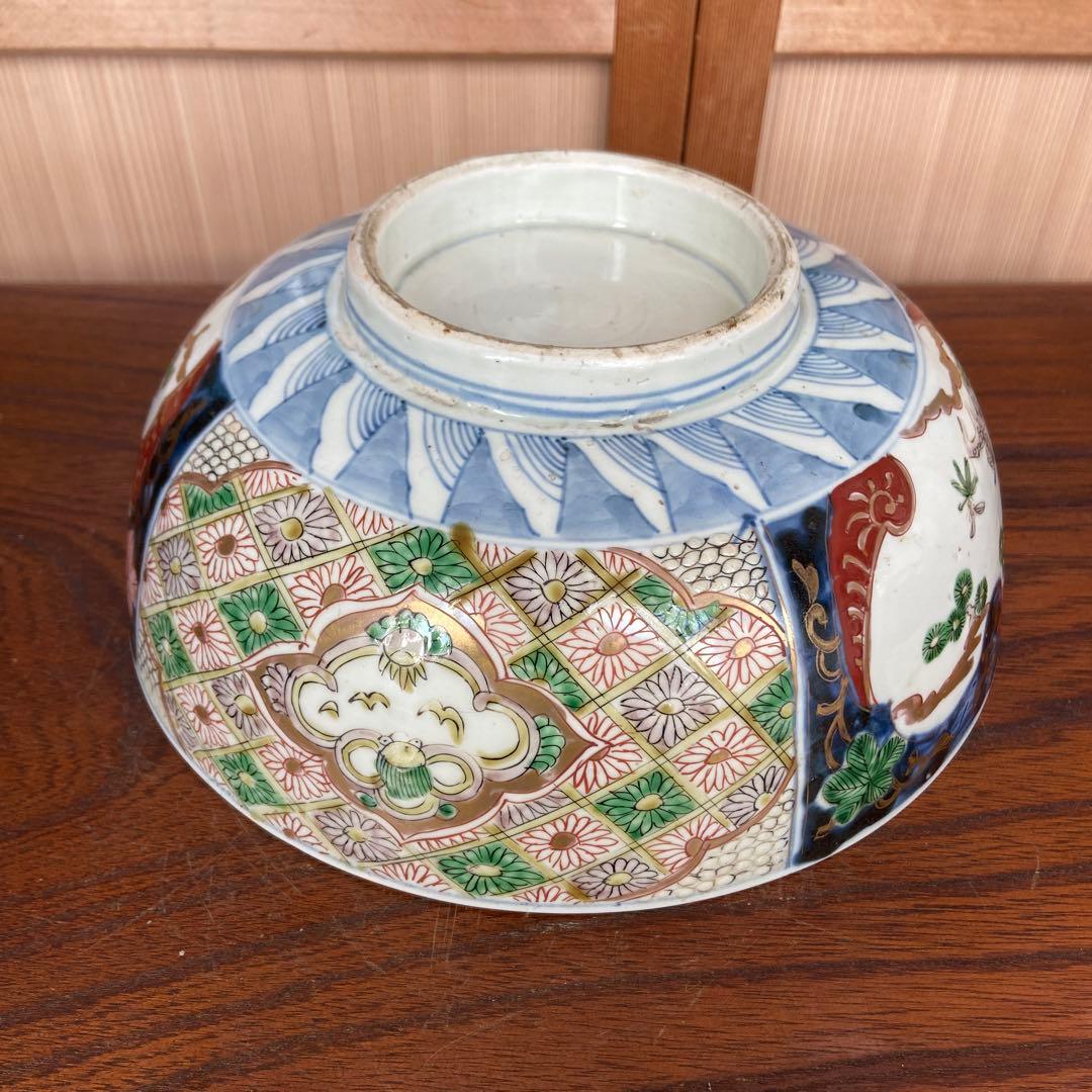 色絵古伊万里金彩牡丹瑞雲四方割文鉢