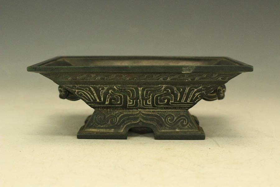 鋳銅龍紋 洗 尚珉 作 共箱(A373)