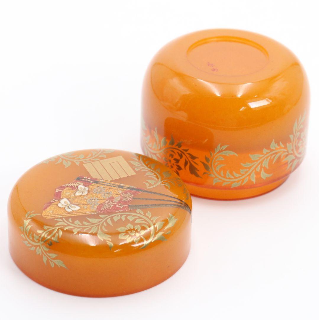 坂本康則作 琥珀製? 花の宴蒔絵 棗 茶道具 共箱共布　rC783　N4