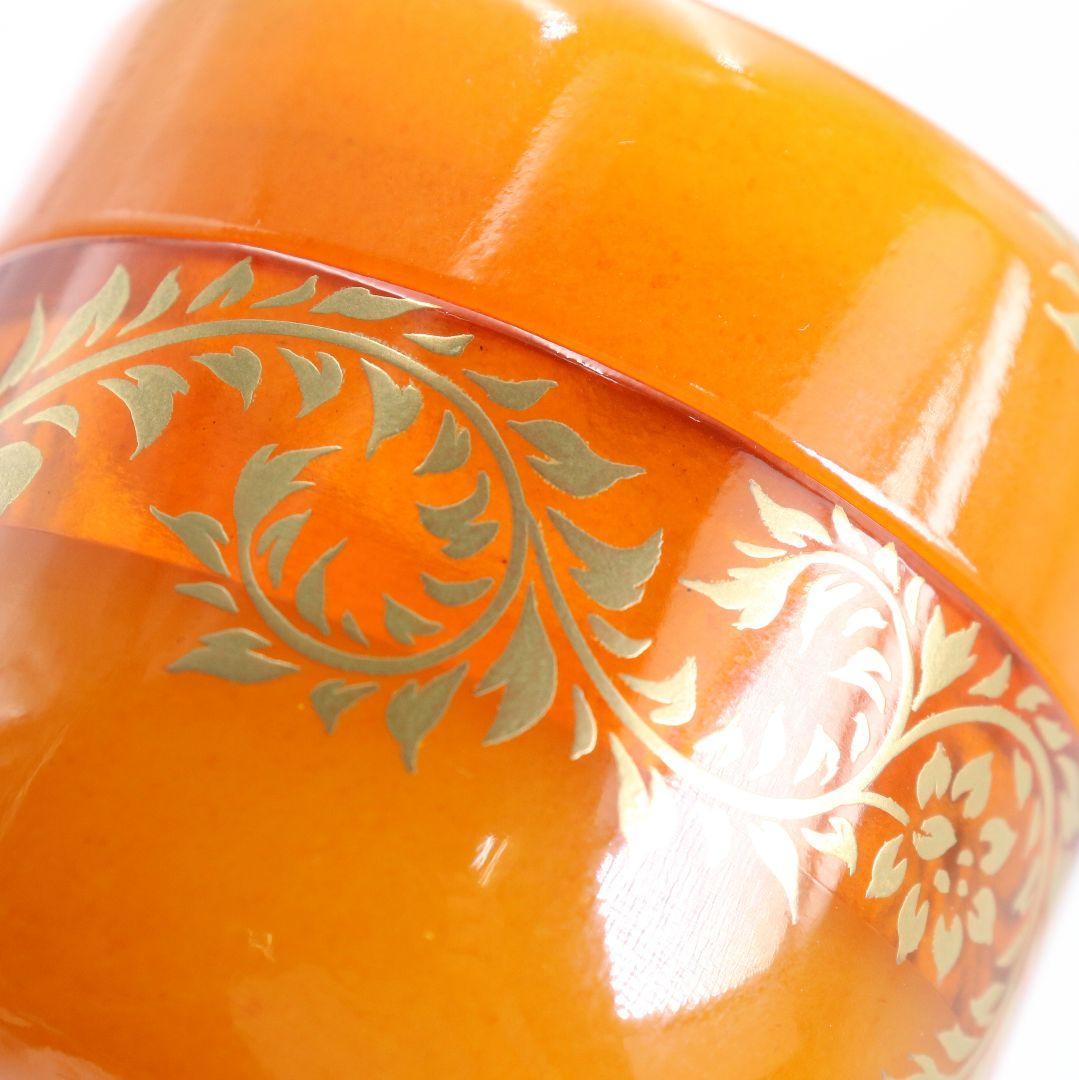 坂本康則作 琥珀製? 花の宴蒔絵 棗 茶道具 共箱共布　rC783　N4