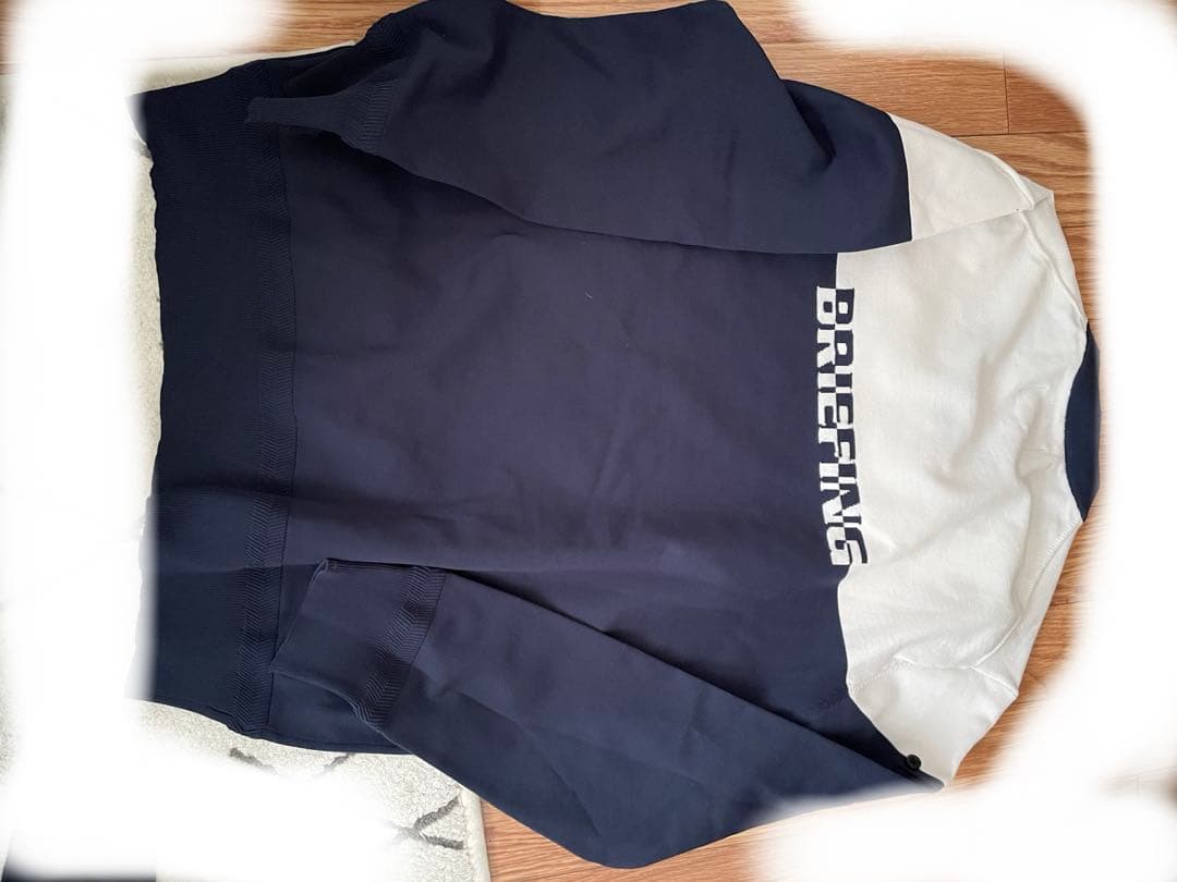 BRIEFING ロゴ入りセーター ネイビー/ホワイト