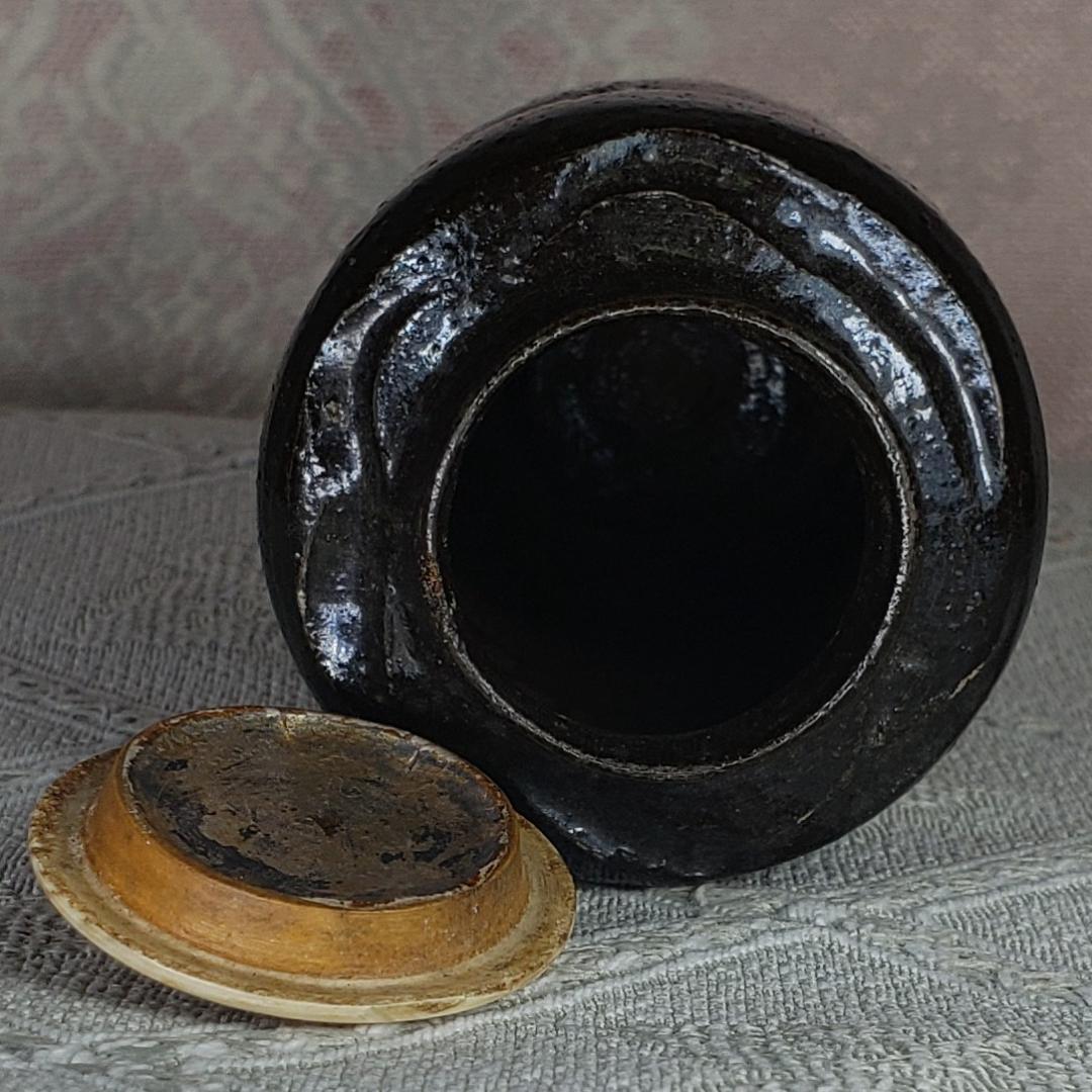 ◆『尾形乾山 作 黒釉 梅花紋茶入』◆検）尾形光琳 野々村仁清 古田織部 千利休