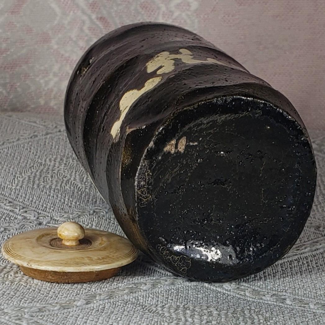 ◆『尾形乾山 作 黒釉 梅花紋茶入』◆検）尾形光琳 野々村仁清 古田織部 千利休