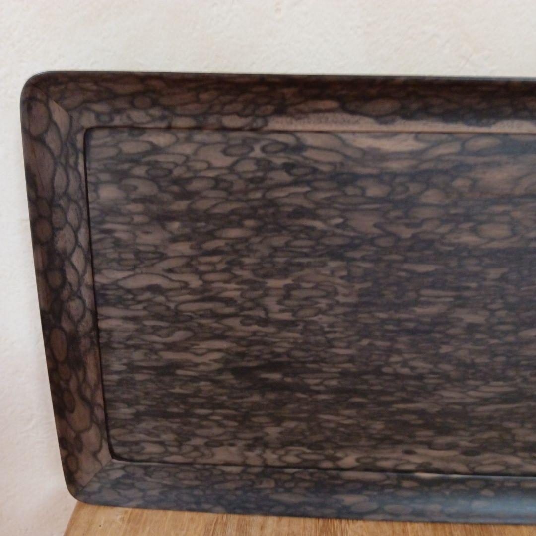 銘木黒柿　極上孔雀杢　香盆