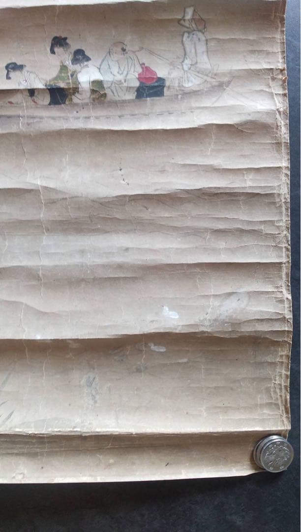 まくり　日本画　江戸時代　道中風景　紙本彩色