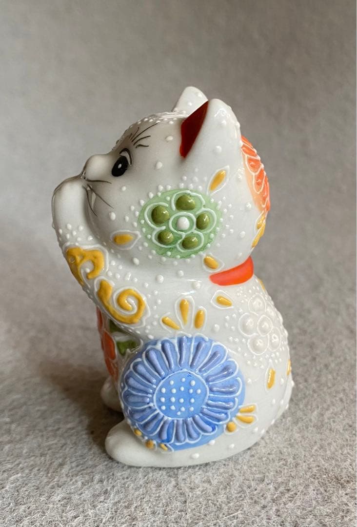 九谷焼・長峰／祈り猫　２.7号（白）