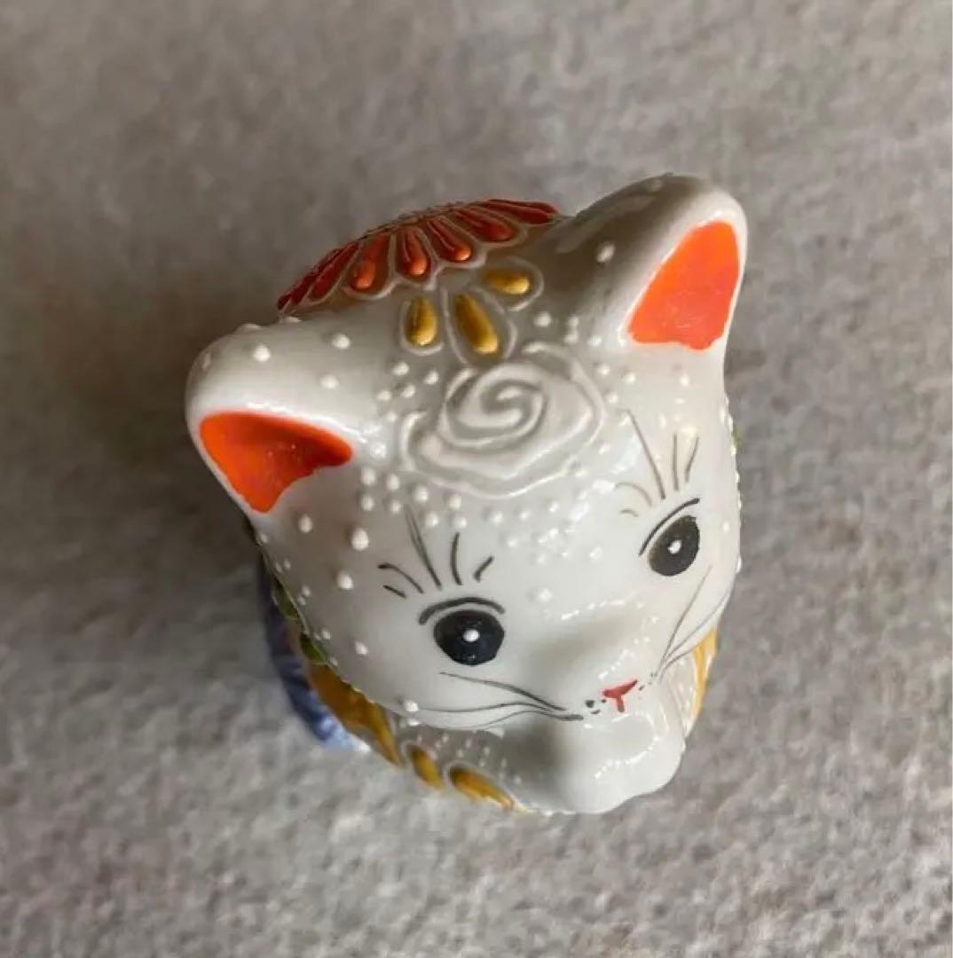 九谷焼・長峰／祈り猫　２.7号（白）