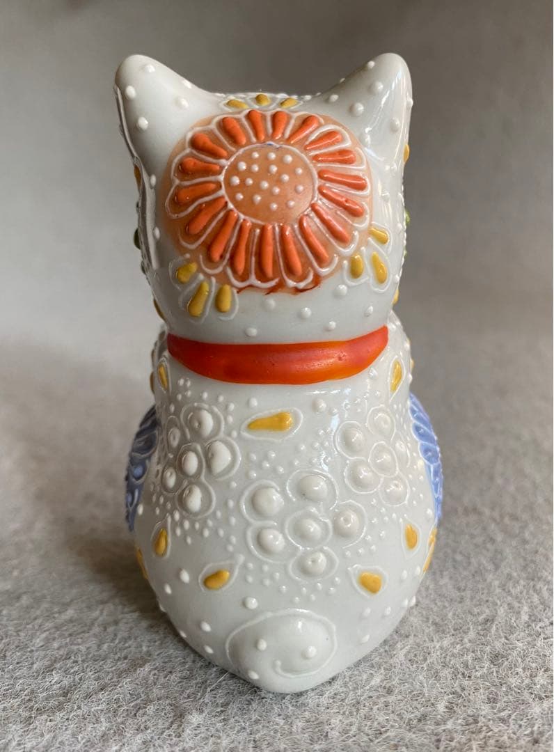 九谷焼・長峰／祈り猫　２.7号（白）